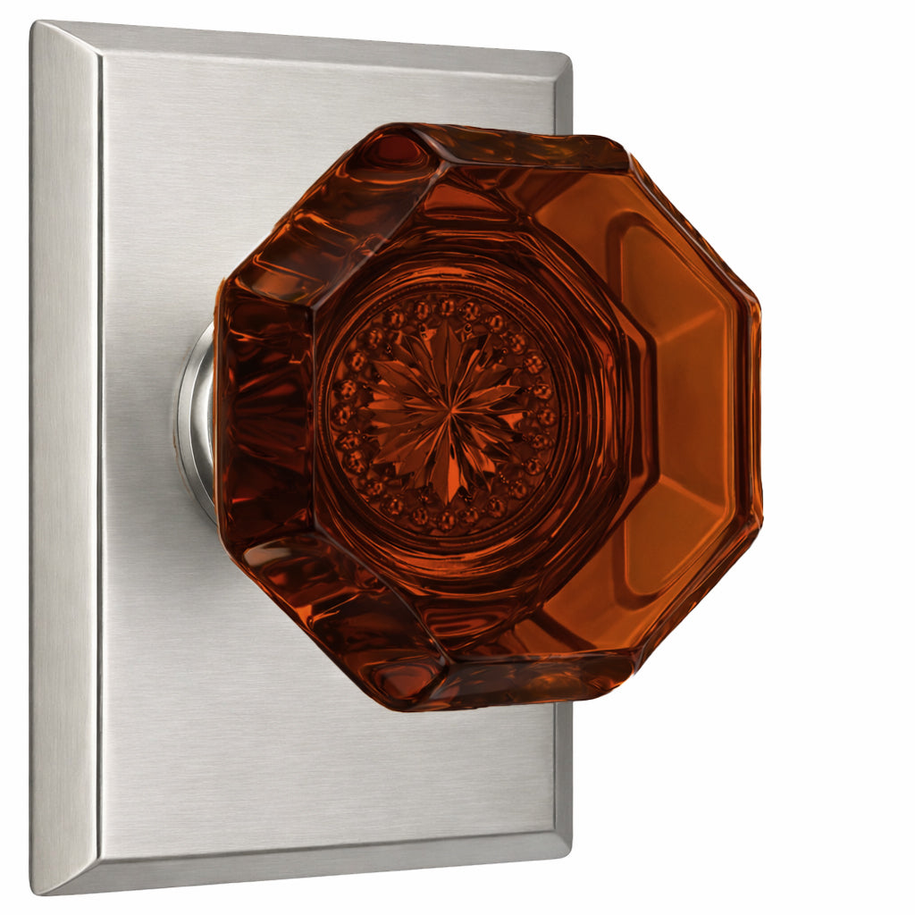Magnifique® Rectangular Door Set with Amber Glass Knobs (Several Finishes Available)