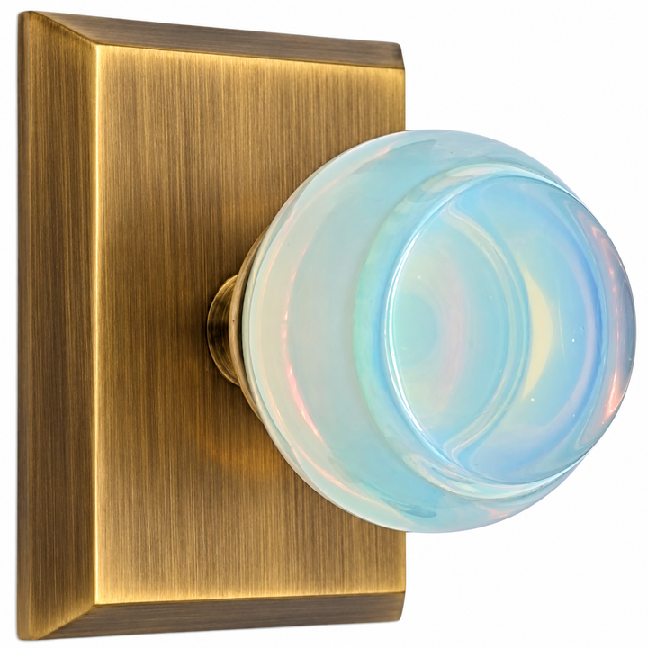 Magnifique® Rectangular Door Set with Opalite Knobs (Several Finishes Available)