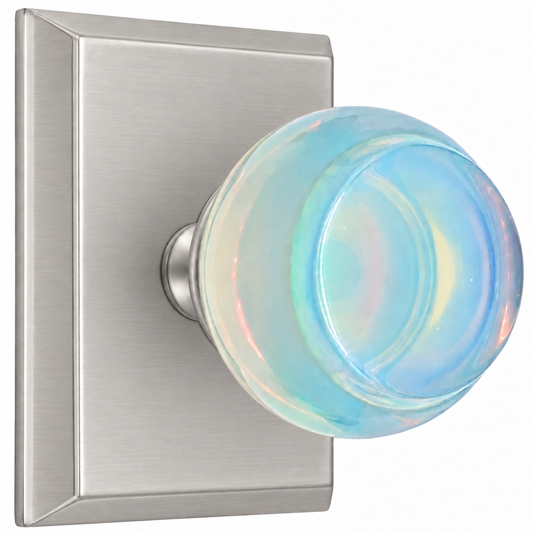 Magnifique® Rectangular Door Set with Opalite Knobs (Several Finishes Available)