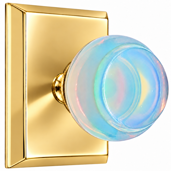 Magnifique® Rectangular Door Set with Opalite Knobs (Several Finishes Available)