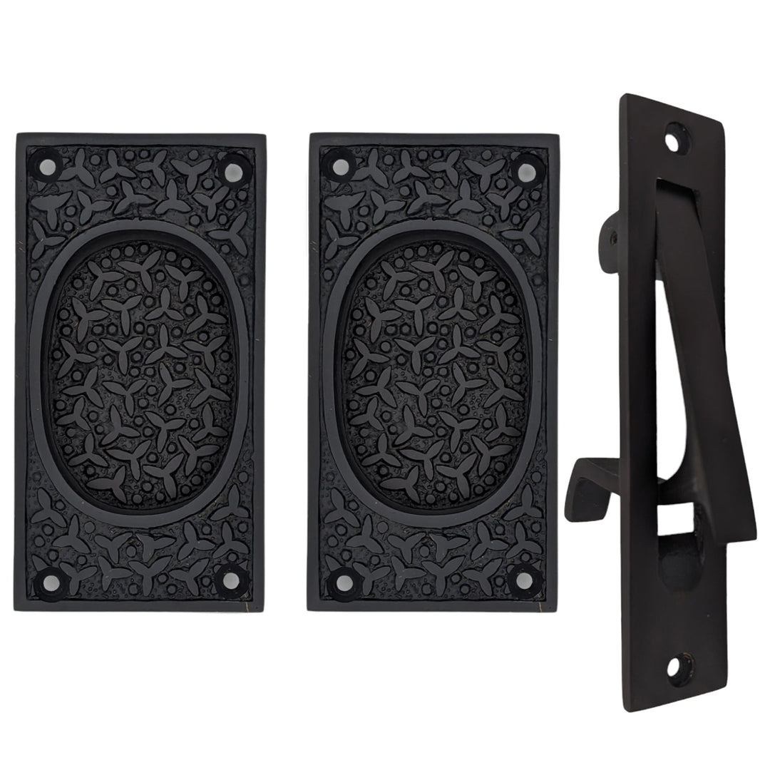 Rice Pattern Pocket Door Set (Several Finishes Available)