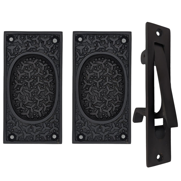 Rice Pattern Pocket Door Set (Several Finishes Available)