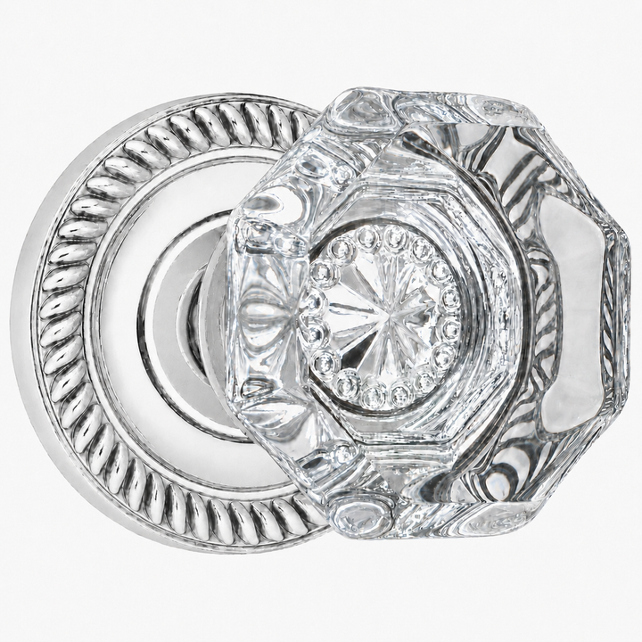 Traditional Georgian Roped Rosette Door Sets with Octagon Crystal Door Knobs (Several Finishes Available)