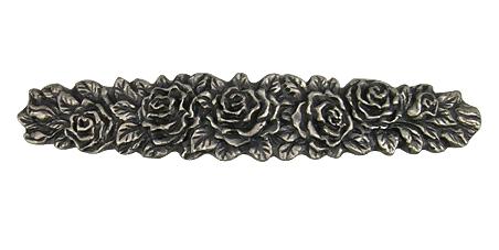 ##Antique Hardware## 5 1/5 Inch (3 3/4 Inch c-c) Solid Pewter Rose Pull