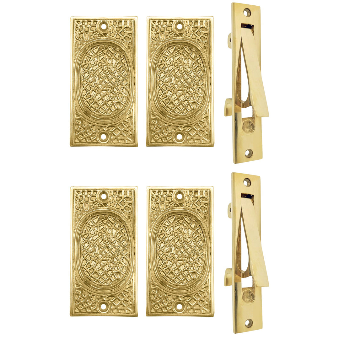 ##Antique Hardware## Craftsman Pattern Pocket Door Set (Several Finishes Available)