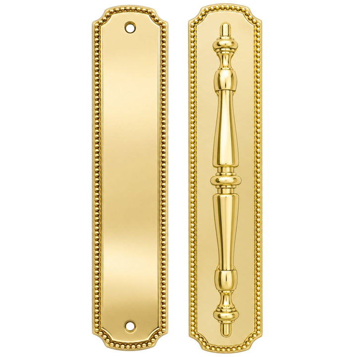 11 1/2 Inch Solid Brass Beaded Push & Pull Plate Set (Several Finishes Available)