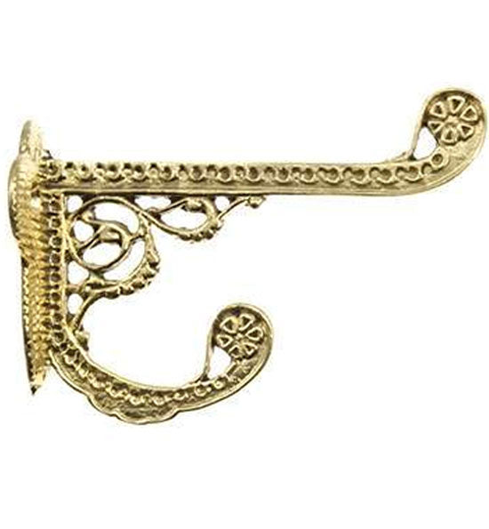 ##Antique Hardware## Solid Cast Brass Victorian Eastlake Style Hook (Several Finishes Available)