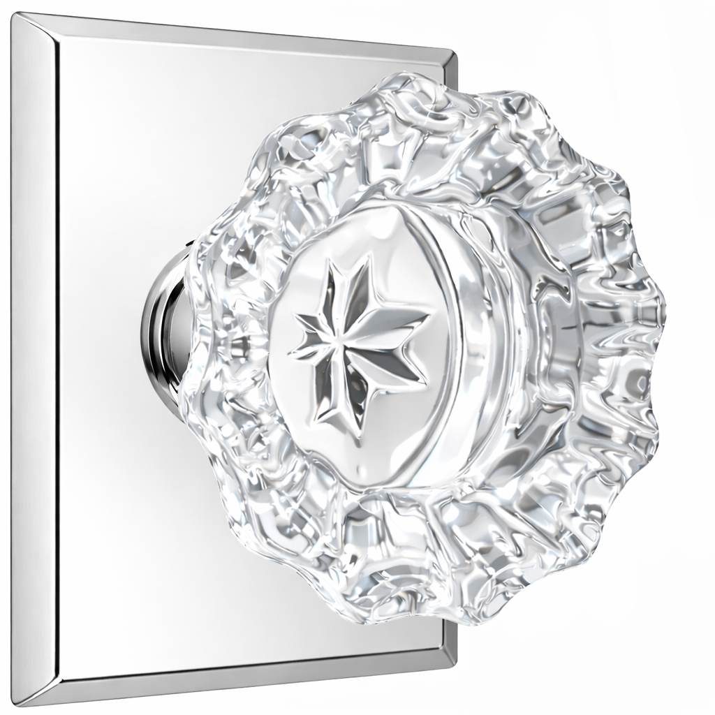 Magnifique® Rectangular Door Set with Crystal Fluted Knobs (Several Finishes Available)