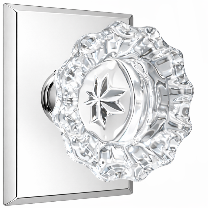 Magnifique® Rectangular Door Set with Crystal Fluted Knobs (Several Finishes Available)