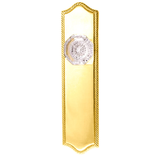 Arched Georgian Roped Backplate Door Set with Octagon Crystal Door Knobs (Several Finishes Available)