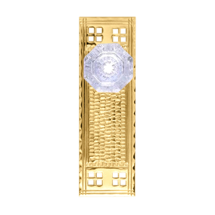 Arts & Crafts Backplate Door Set with Octagon Crystal Door Knobs (Several Finishes Available)