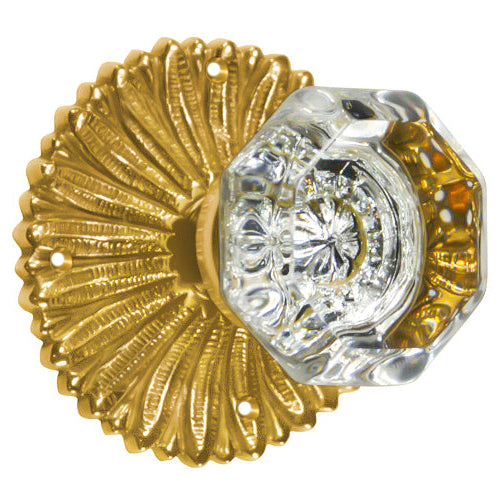 French Provincial Rosette Door Set with Crystal Octagon Door Knobs (Several Finishes Available)