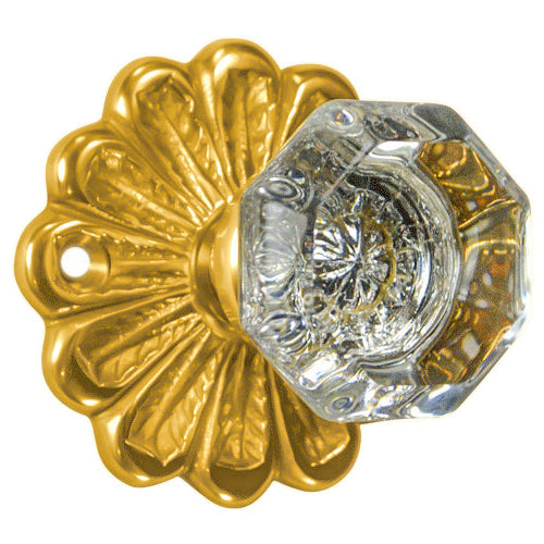 Maltesia Flower Rosette Door Set with Crystal Octagon Door Knobs (Several Finishes Available)