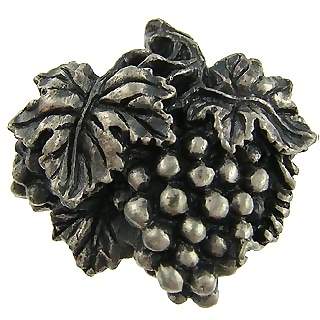 ##Antique Hardware## 1 3/4 Inch Solid Pewter Antique Grapes, Vines and Leaves Cabinet and Furniture Knob