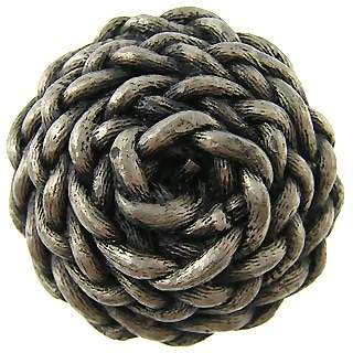 ##Antique Hardware## 1 3/8 Inch Solid Pewter Round Decorative Rope Cabinet & Furniture Knob