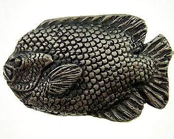 ##Antique Hardware## Solid Pewter Knob - Decorative Large Fish Knob 2 Inch