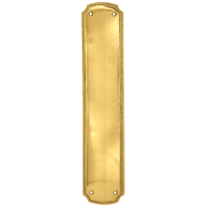 11 1/2 Inch Solid Brass Beaded Push Plate (Several Finishes Available)
