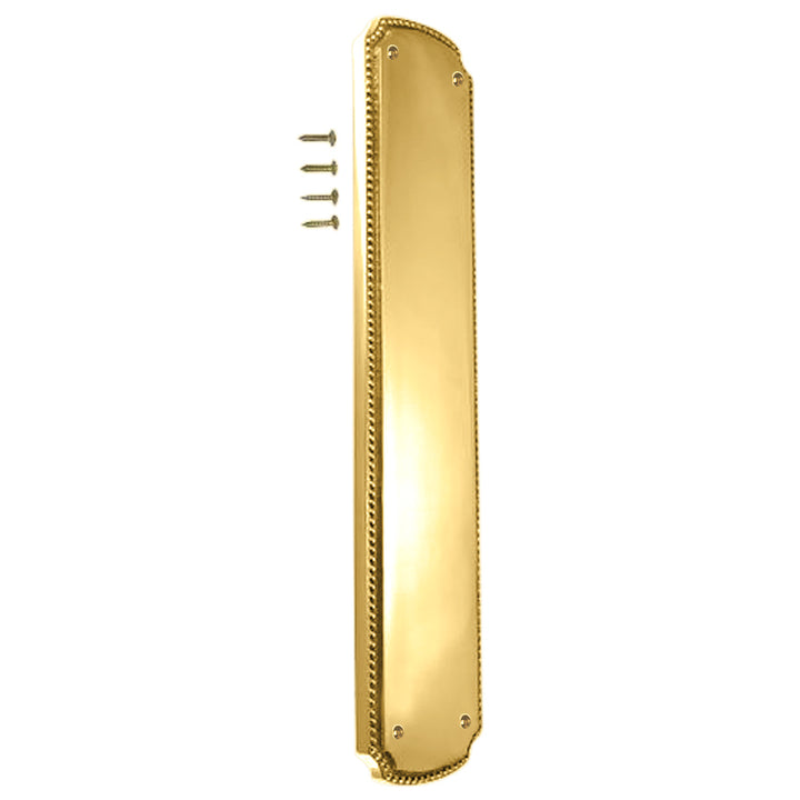 11 1/2 Inch Solid Brass Beaded Push Plate (Several Finishes Available)
