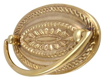 ##Antique Hardware## 4 Inch Solid Brass Oval Drop Style Pull