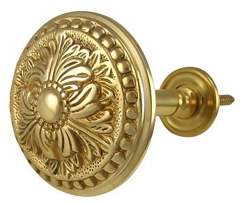 ##Antique Hardware## Solid Brass Curtain Tie Back - Large Baroque Button Style (Several Finishes Available)