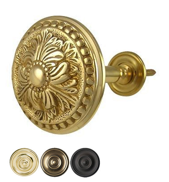 ##Antique Hardware## Solid Brass Curtain Tie Back - Large Baroque Button Style (Several Finishes Available)