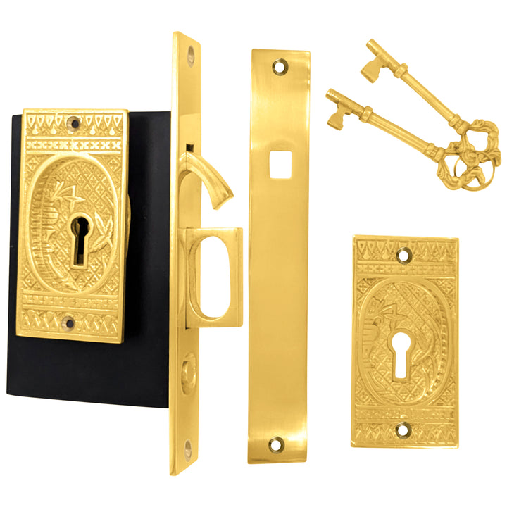 Broken Leaf Single Pocket Privacy (Lock) Style Door Set (Several Finishes Available)