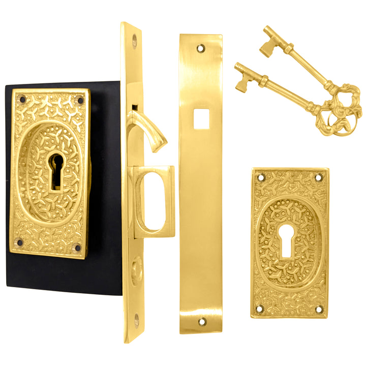 Rice Pattern Pocket Privacy Style Door Set (Several Finishes Available)