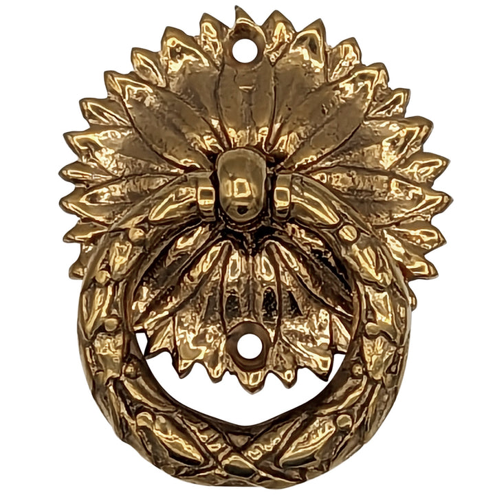 ##Antique Hardware## 2 Inch Solid Brass Radiant Leaves Ring Pull