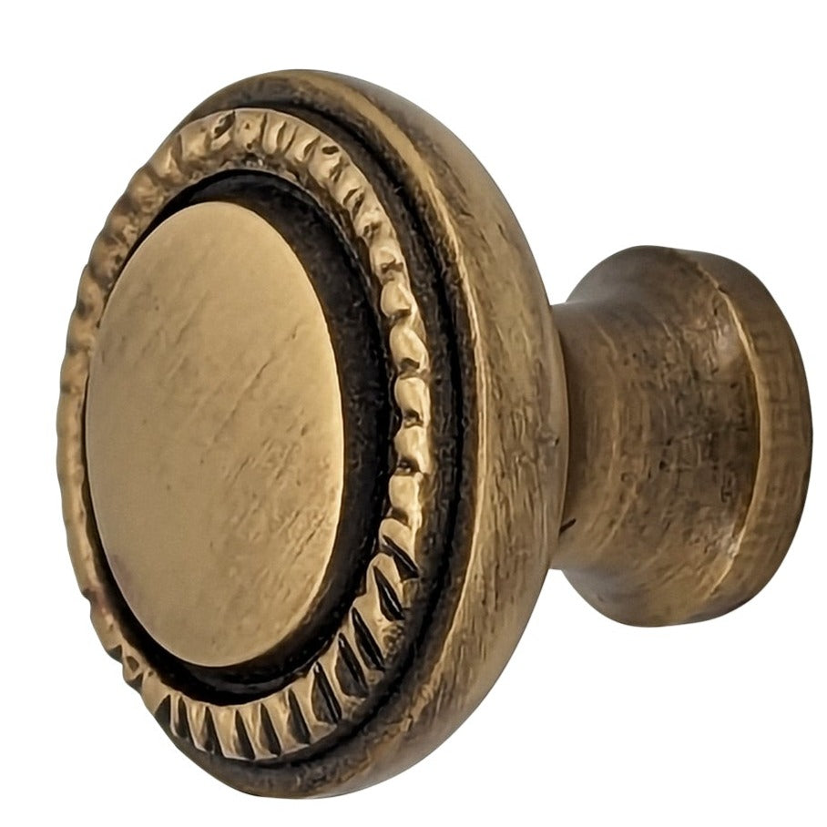 ##Antique Hardware## 1 1/2 Solid Brass Beaded Round Cabinet & Furniture Knob