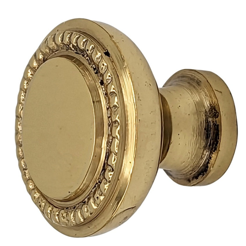 ##Antique Hardware## 1 1/4 Inch Solid Brass Beaded Round Cabinet & Furniture Knob