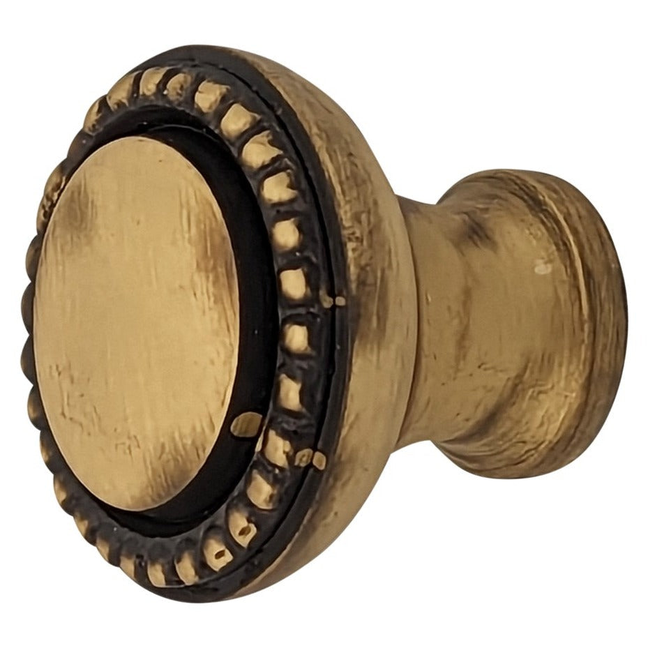 ##Antique Hardware## 1 Inch Solid Brass Beaded Round Cabinet & Furniture Knob