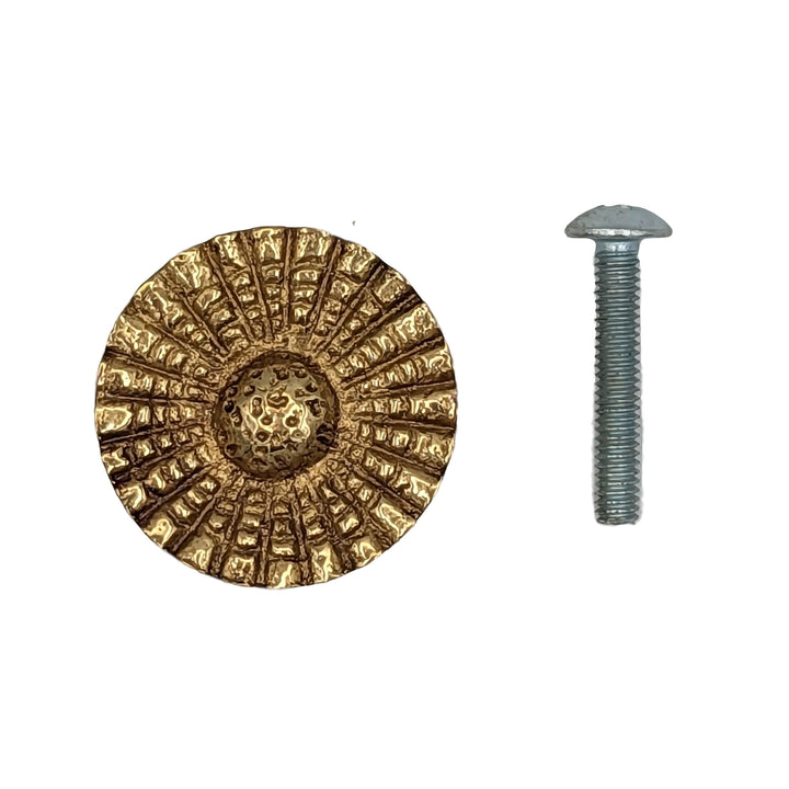 ##Antique Hardware## 1 Inch Solid Brass Art Deco Style Round Cabinet and Furniture Knob