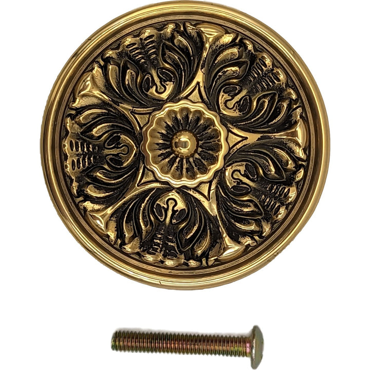 ##Antique Hardware## 2 Inch Solid Brass Victorian Floral Cabinet & Furniture Knob (Several Finishes Available)