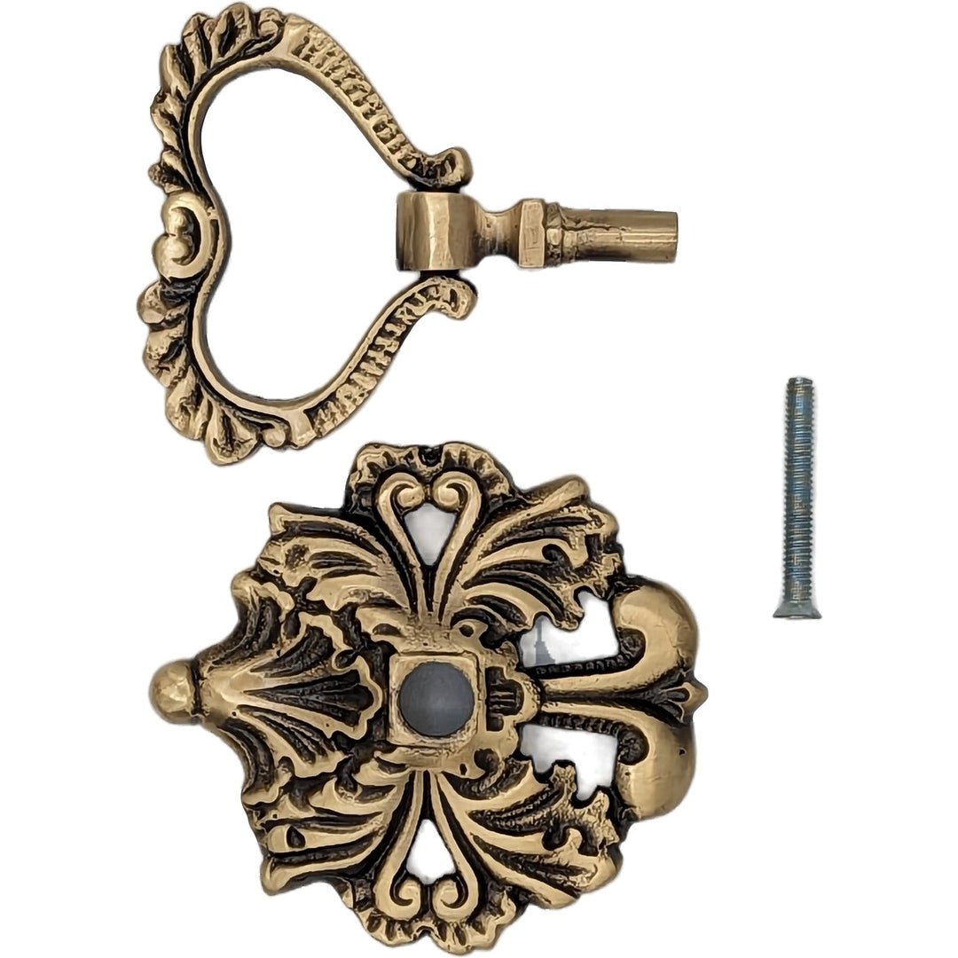 ##Antique Hardware## 3 Inch Victorian Leaves Drop Ring Pull