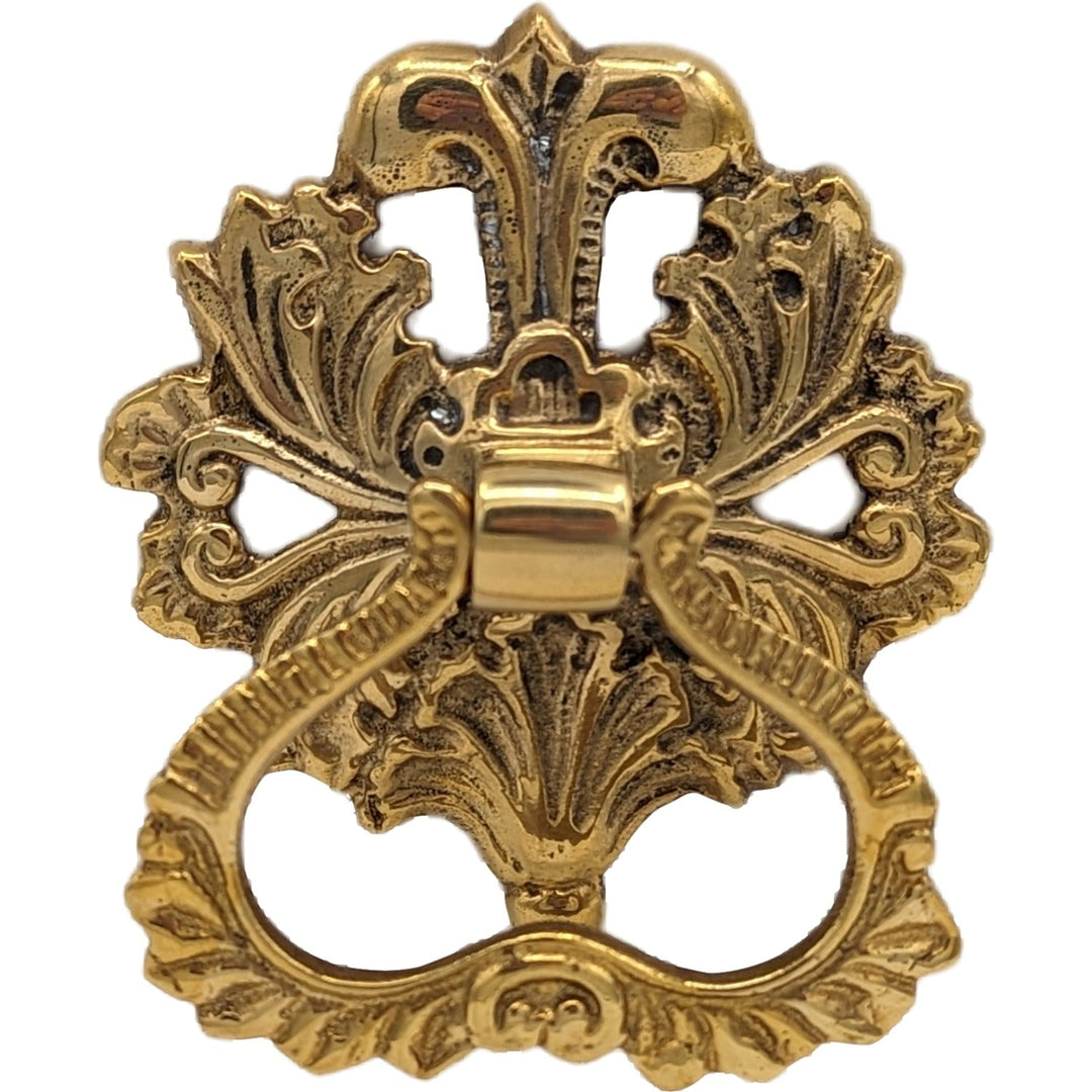 ##Antique Hardware## 3 Inch Victorian Leaves Drop Ring Pull