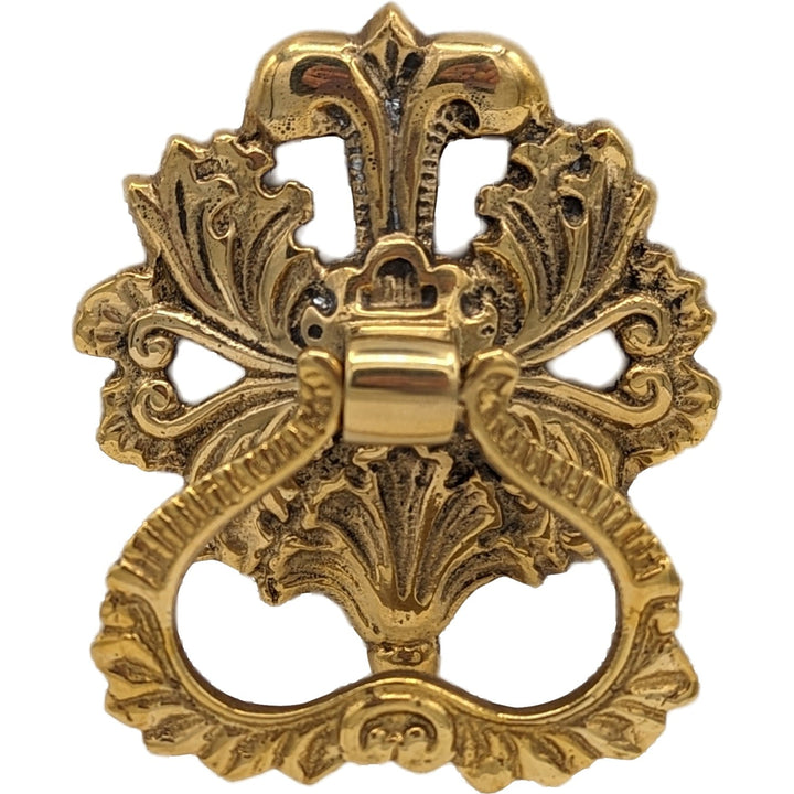 ##Antique Hardware## 3 Inch Victorian Leaves Drop Ring Pull