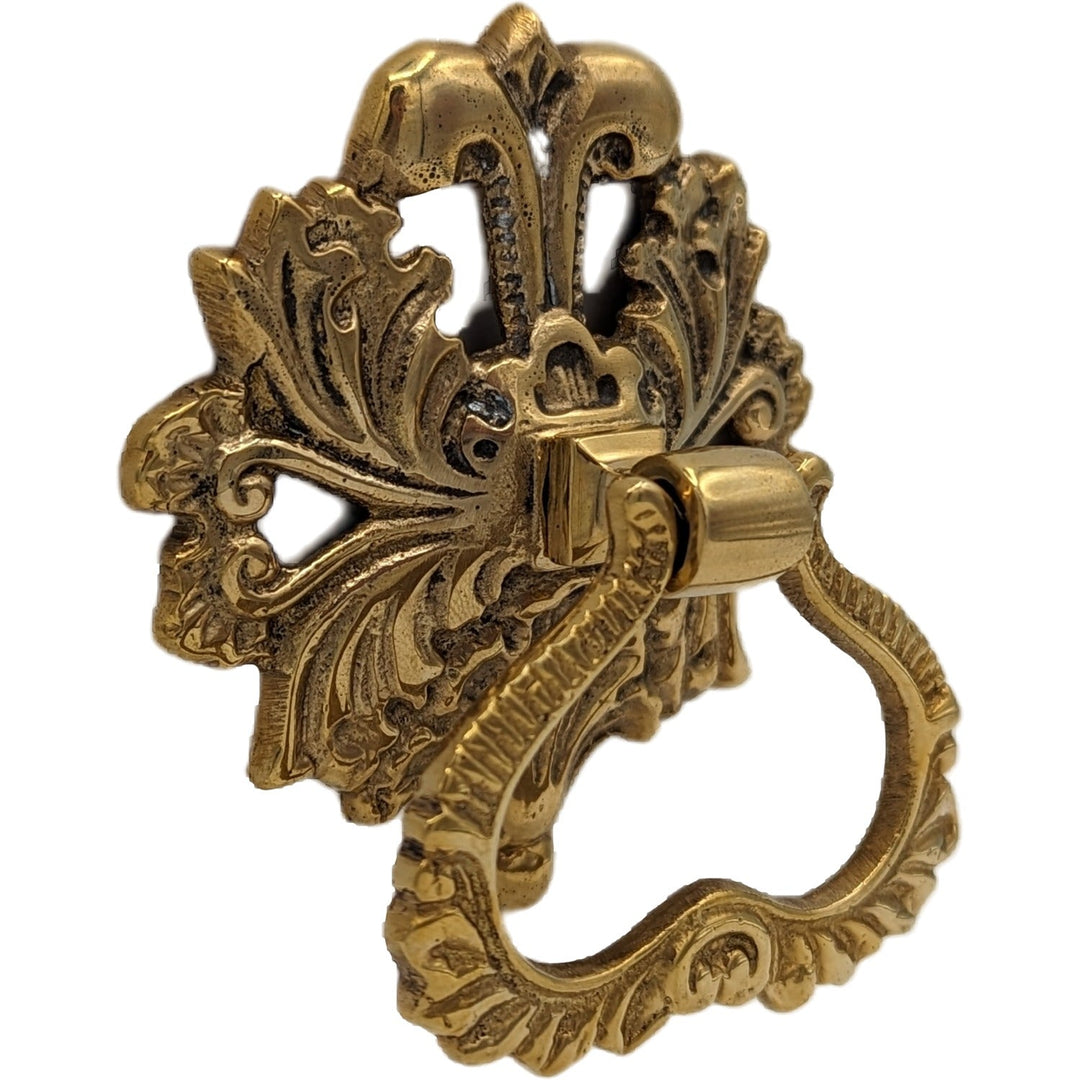 ##Antique Hardware## 3 Inch Victorian Leaves Drop Ring Pull