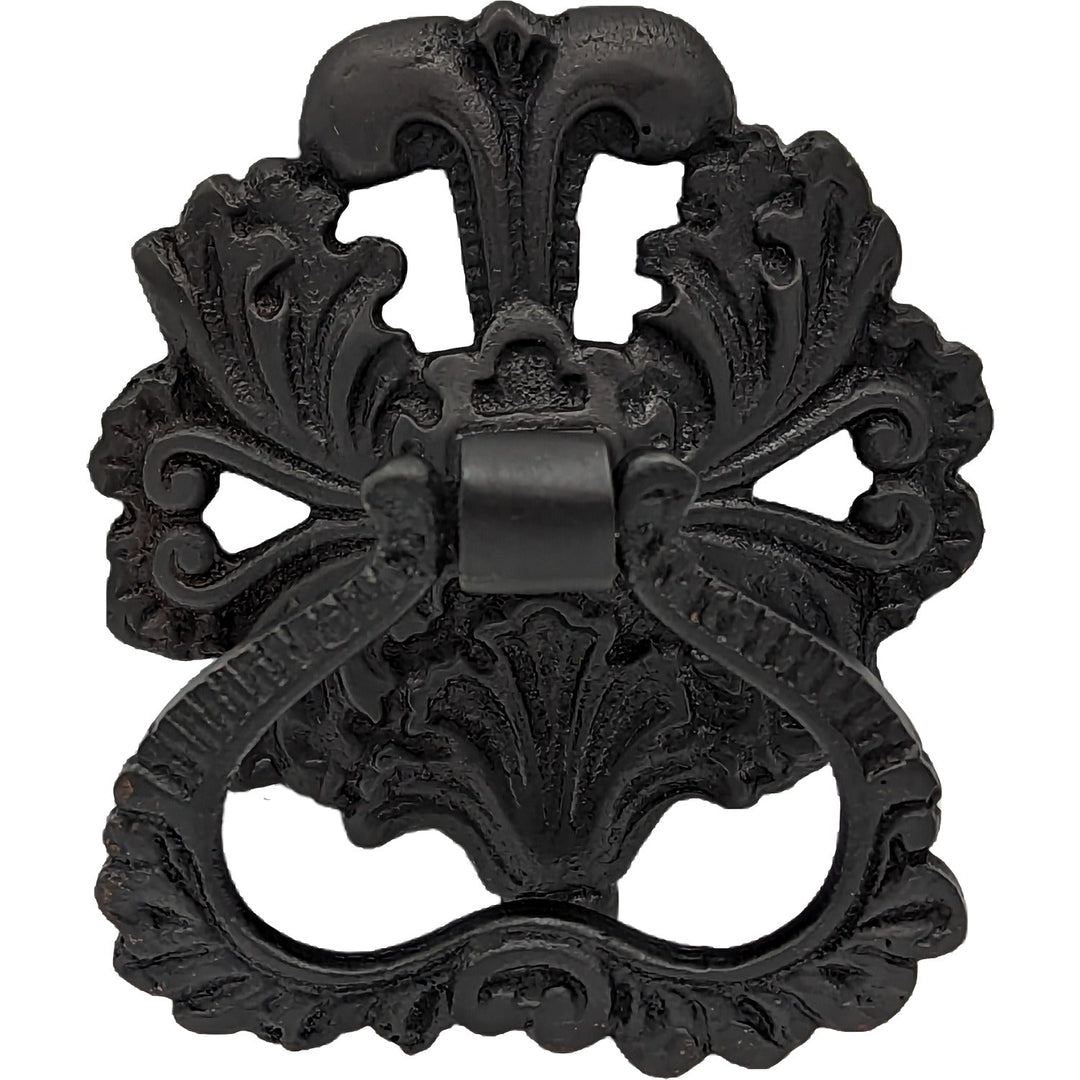 ##Antique Hardware## 3 Inch Victorian Leaves Drop Ring Pull