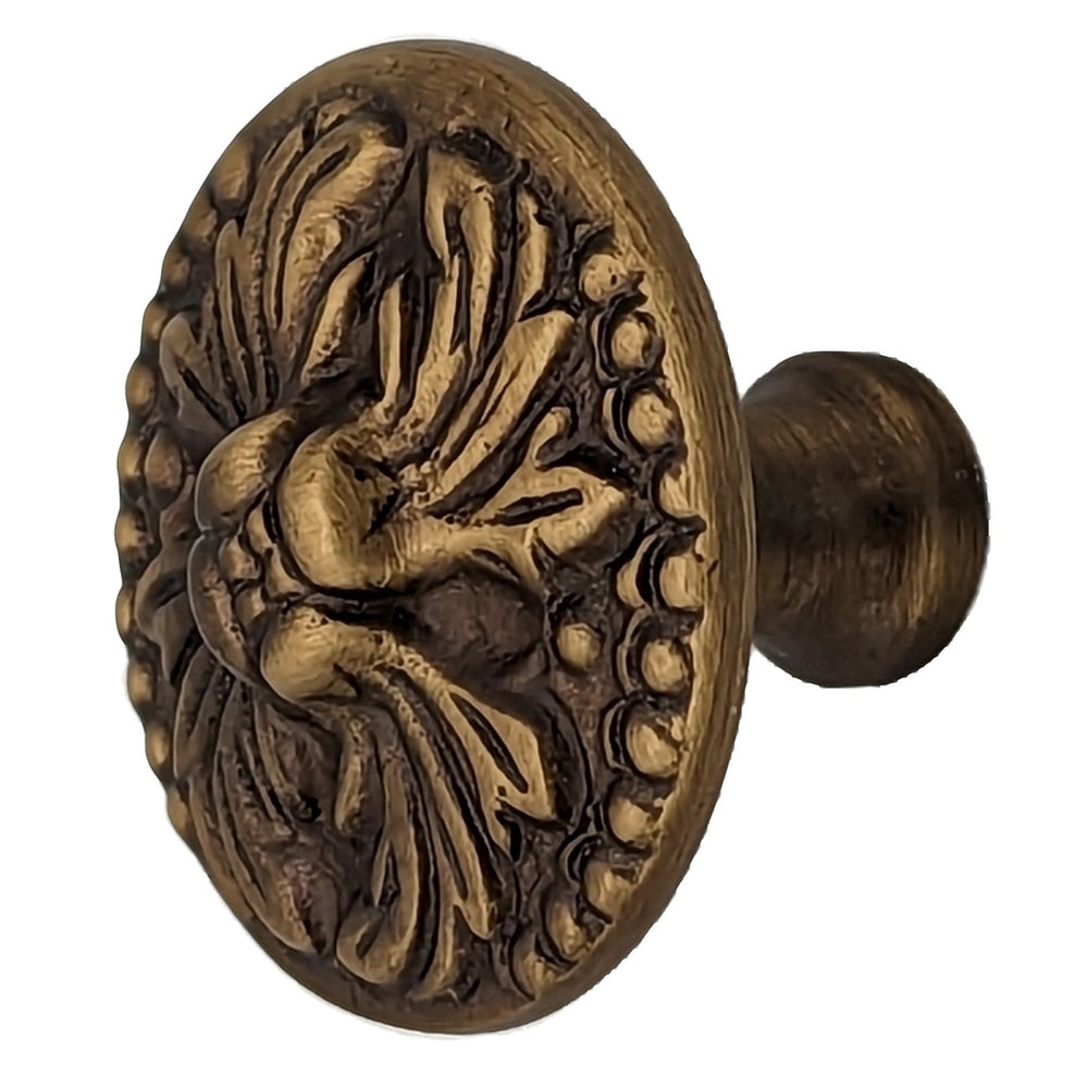 ##Antique Hardware## 1 1/2 Inch Solid Brass Designer Rococo Cabinet Knob (Several Finishes Available)