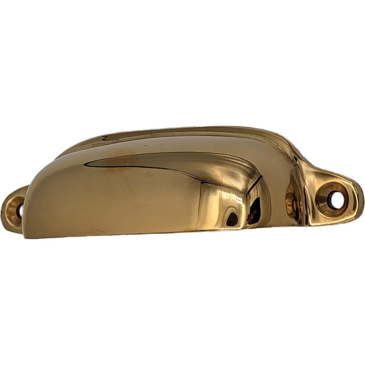 ##Antique Hardware## 4 1/8 Inch Overall (3 1/2 Inch c-c) Solid Brass Traditional Slim Rounded Bin Pull