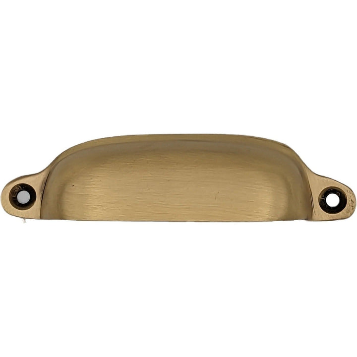 ##Antique Hardware## 4 1/8 Inch Overall (3 1/2 Inch c-c) Solid Brass Traditional Slim Rounded Bin Pull