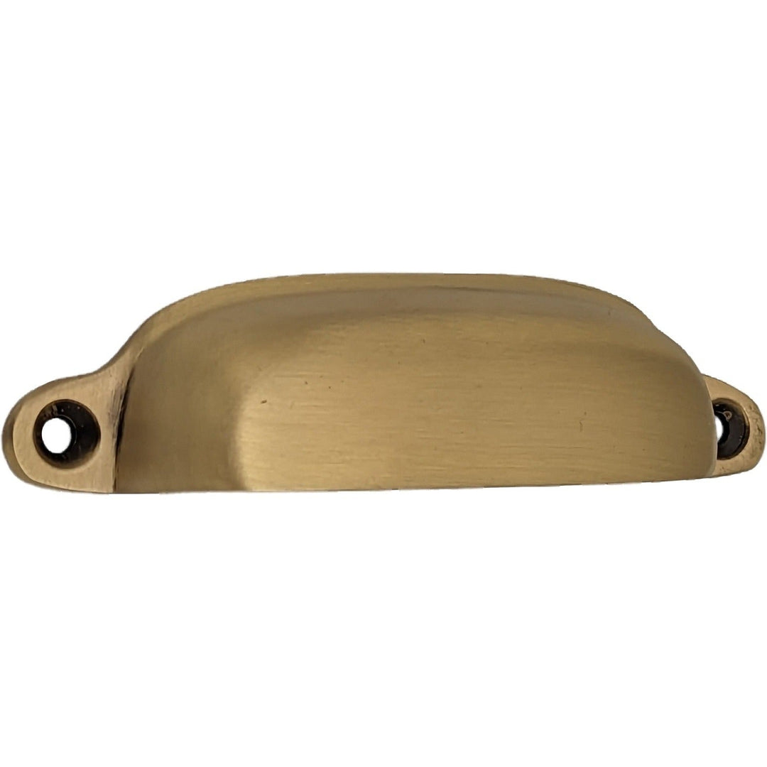 ##Antique Hardware## 4 1/8 Inch Overall (3 1/2 Inch c-c) Solid Brass Traditional Slim Rounded Bin Pull