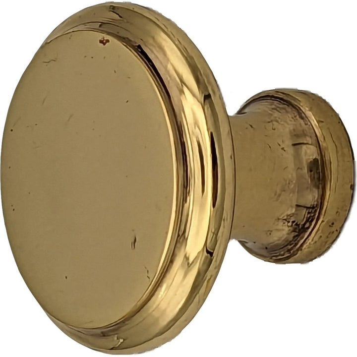 ##Antique Hardware## 1 1/4 Inch Traditional Brass Flat Top Round Cabinet & Furniture Knob