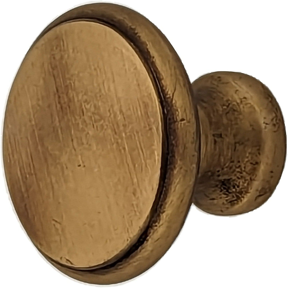 ##Antique Hardware## 1 1/4 Inch Traditional Brass Flat Top Round Cabinet & Furniture Knob