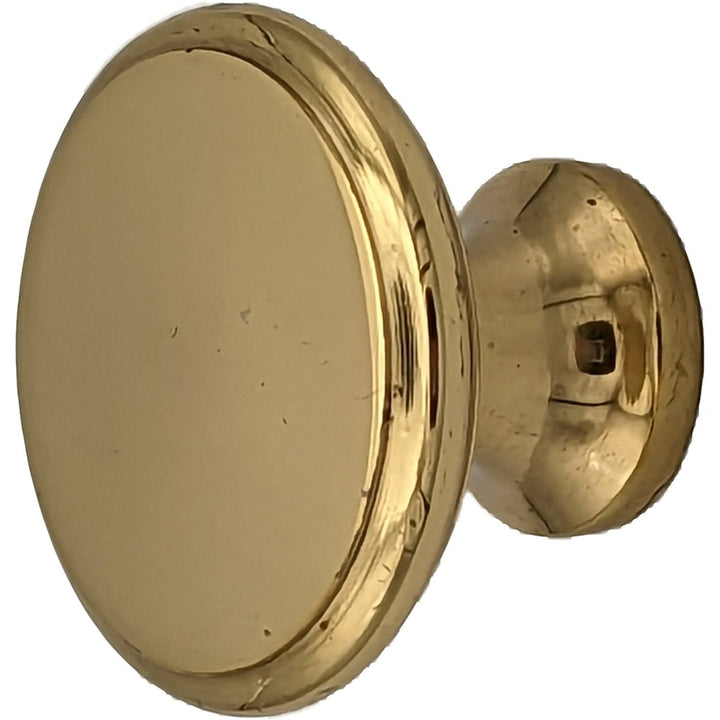 ##Antique Hardware## Open Box Sale Item 1 1/2 Inch Brass Flat Top Cabinet Knob (Polished Brass Finish)