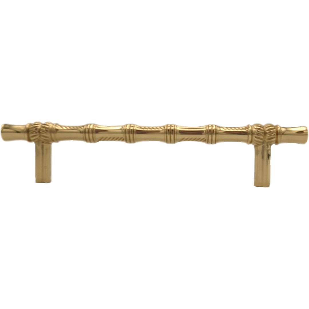 ##Antique Hardware## 6 Inch Overall (4 1/2 Inch c-c) Japanese Bamboo Pull (Polished Brass Finish)