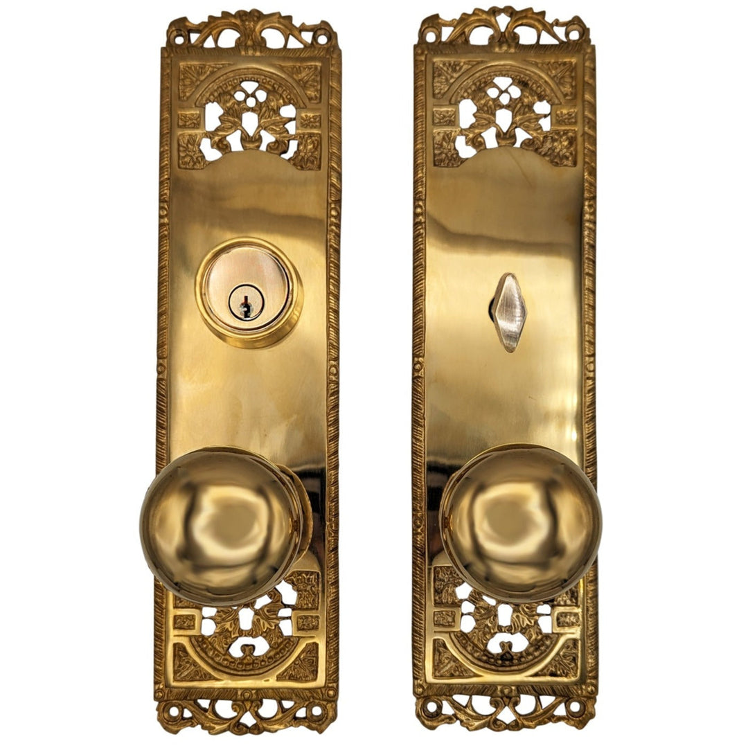 ##Antique Hardware## Cornice Plate Single-Door Deadbolt Entryway Set