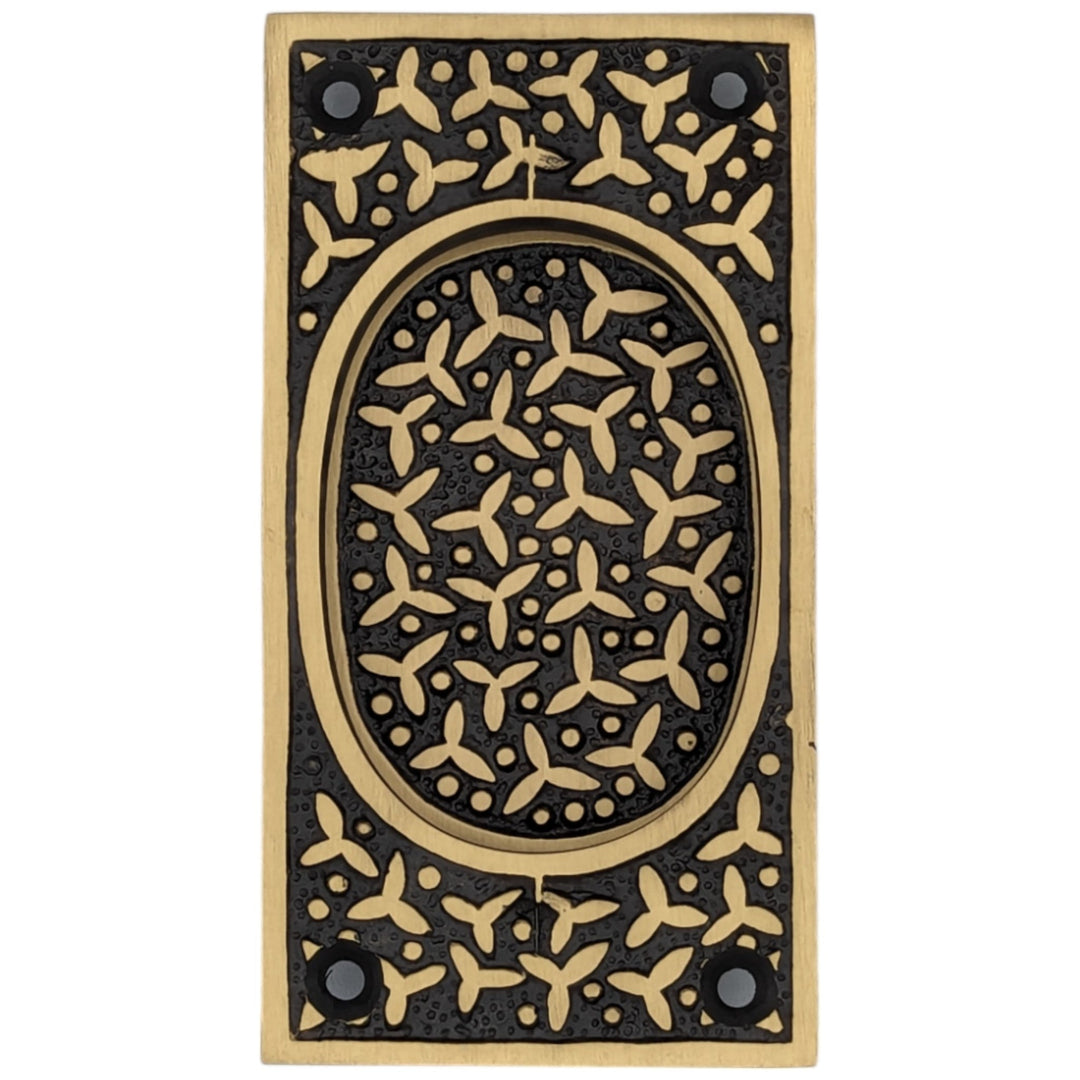 ##Antique Hardware## Rice Pattern Solid Brass Pocket Door Pull (Several Finish Available)