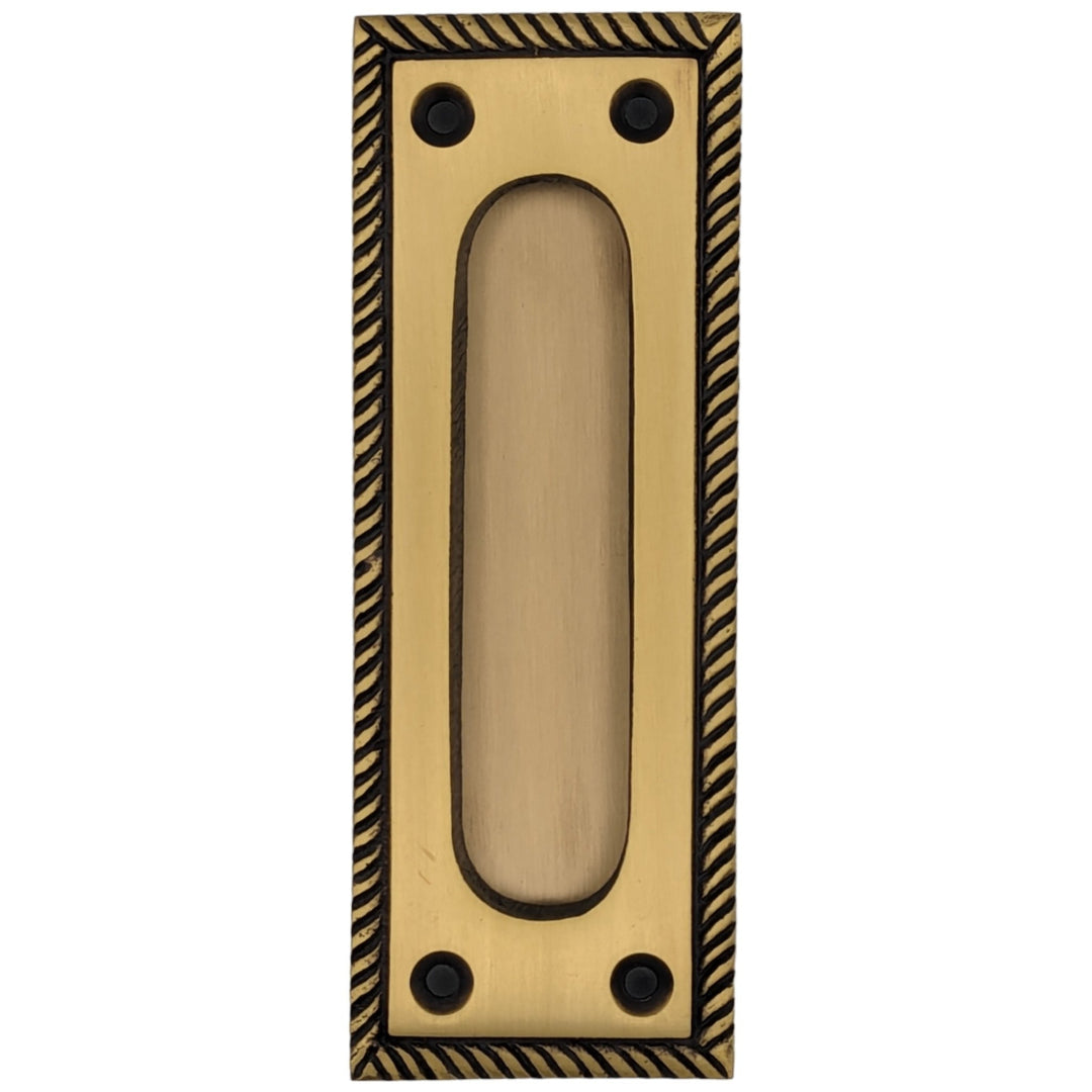 ##Antique Hardware## Georgian Rope Rectangular Pocket Door Pull (Several Finishes Available)