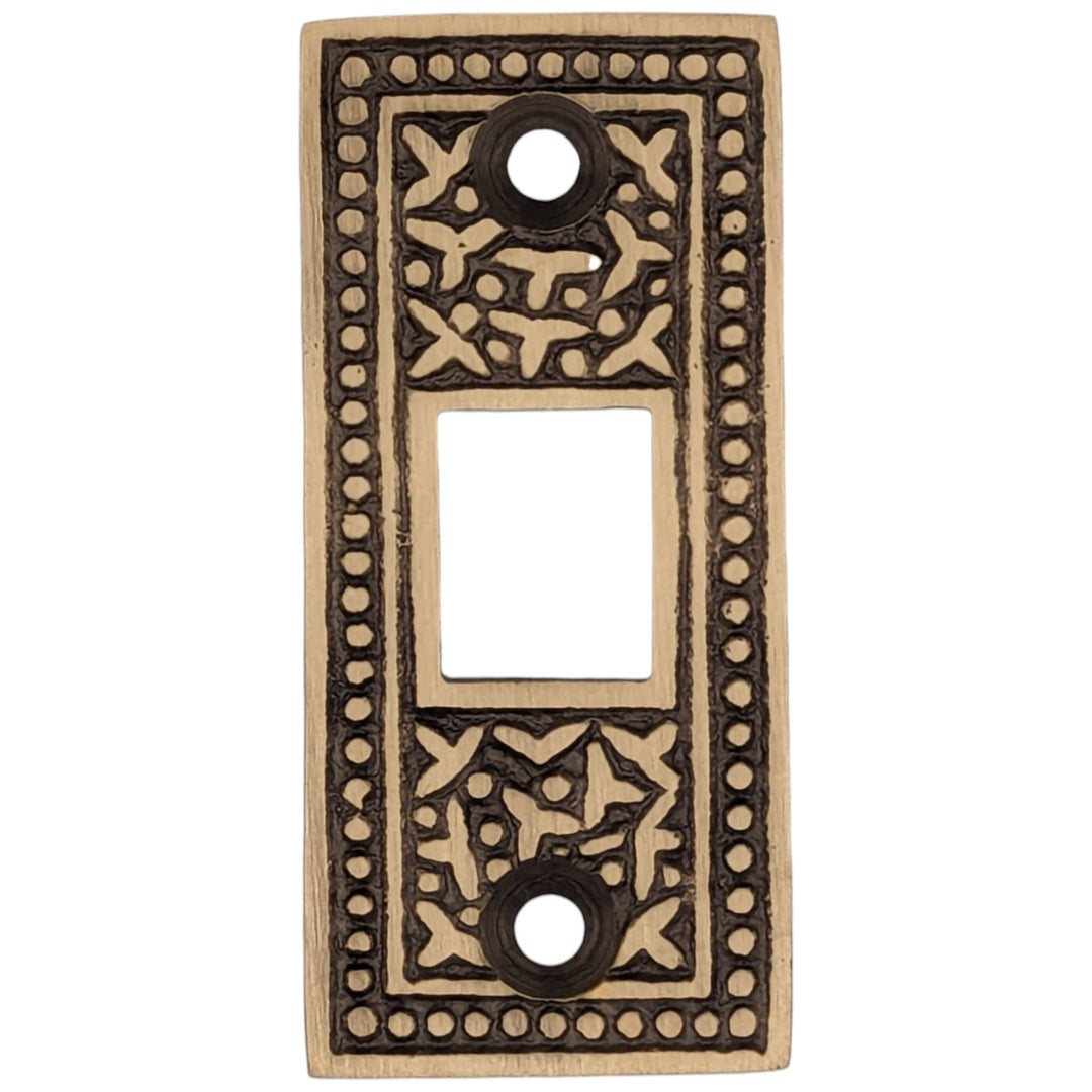 ##Antique Hardware## 2 1/4 Inch Solid Brass Rice Pattern Pocket Door Strike Plate